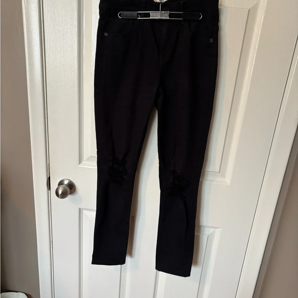Express High Rise Distressed Black Jegging - Picture 3 of 7